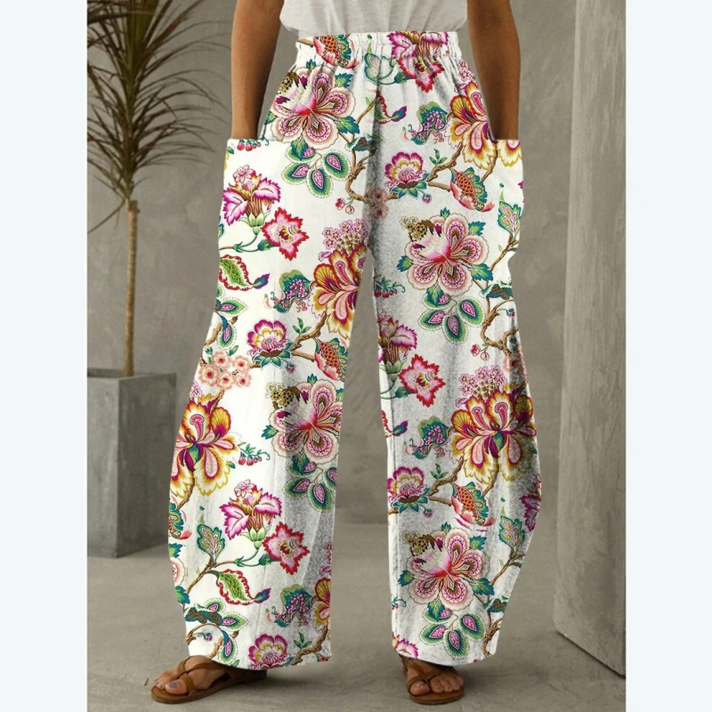 Európai és amerikai koreai női nadrág, dupla zsebes, lezser, kényelmes, színes, kreatív, művészeti, szabad viselet, 3D digitális nyomtatás