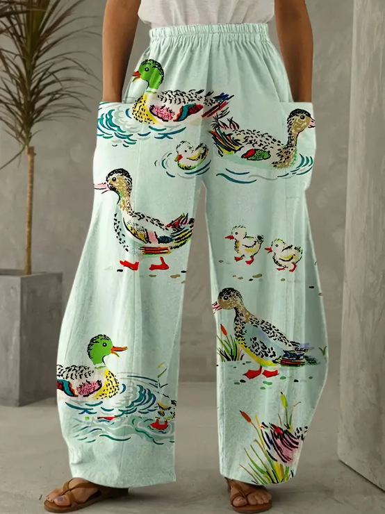 Európai és amerikai koreai női nadrág, dupla zsebes, laza, kényelmes, kreatív művészeti hétköznapi viselet, színes 3D digitális nyomtatással