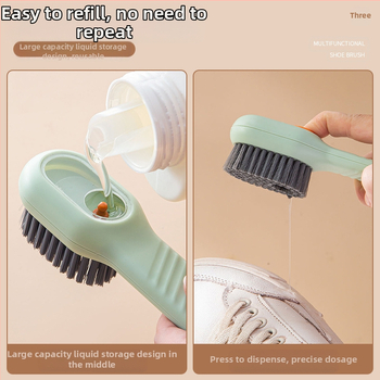 Skysčiu praturtintas batų šepetys, daugiafunkcis batų šepetys, profesionalus batų plovimo įrankis, minkšti šereliai, nepažeidžiantys batų, buitinis skalbinių šepetys