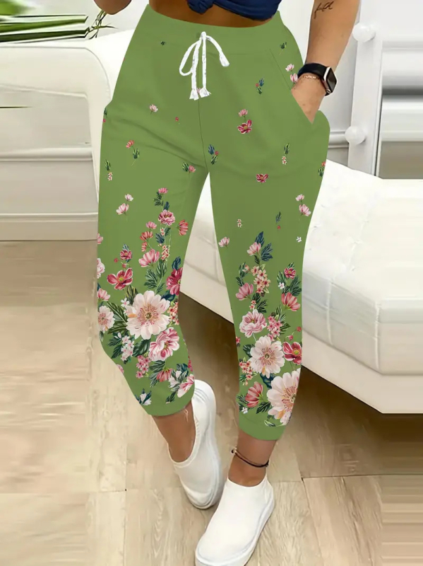 Etnikai stílusú 3D digitális nyomtatású amerikai stílusú női tavaszi és őszi új, magas derekú, dape nadrág, alkalmi, széles szárú sportnadrág, ML1