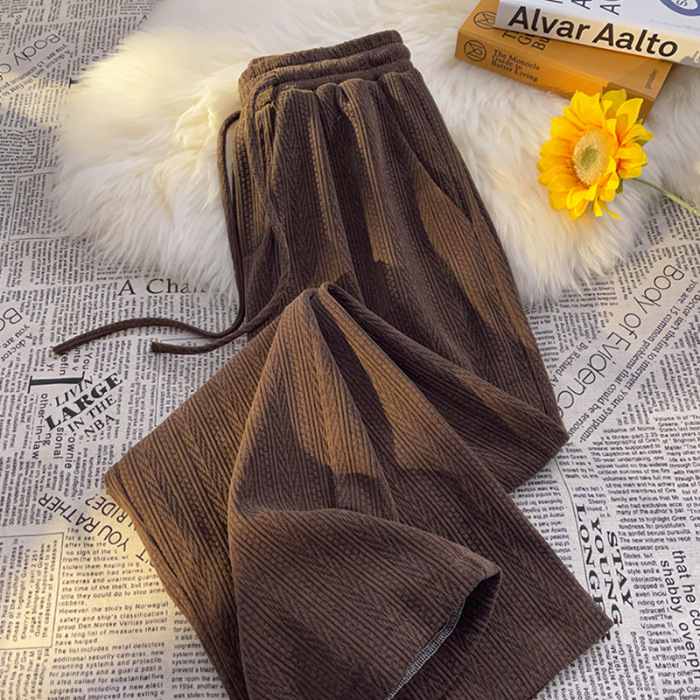 Zsenília bő szárú nadrág női őszi-téli 2024 új polár bélésű, magas derekú, drapézott tavaszi-őszi egyenes szabású nadrág