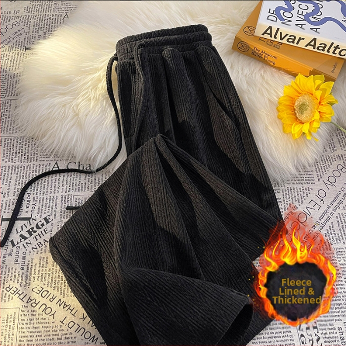 Zsenília bő szárú nadrág női őszi-téli 2024 új polár bélésű, magas derekú, drapézott tavaszi-őszi egyenes szabású nadrág