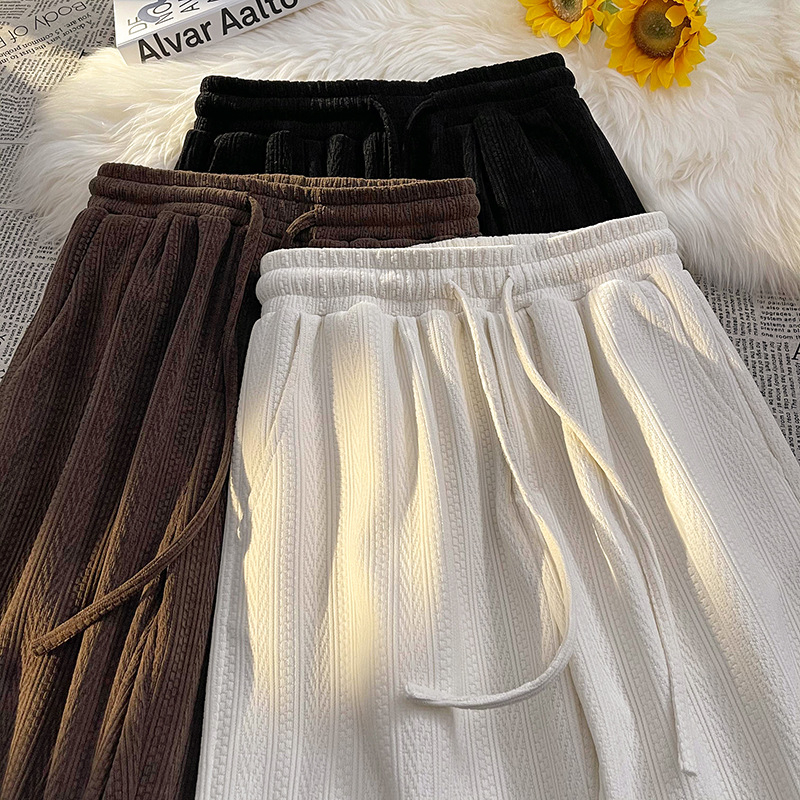 Zsenília bő szárú nadrág női őszi-téli 2024 új polár bélésű, magas derekú, drapézott tavaszi-őszi egyenes szabású nadrág