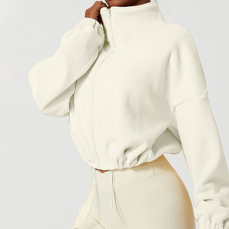 Žieminė vilnos pamušalu sustorinta sportinė striukė moterims, olimpinio grūdo vilnos apykaklė, laisvalaikio megztinis lauko fitneso laisvalaikio striukė