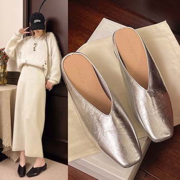 Baotou félpapucs női külső ruházat 2025 új koreai stílusú gyengéd tündér puha lapos alkalmi bebújós Mueller cipő