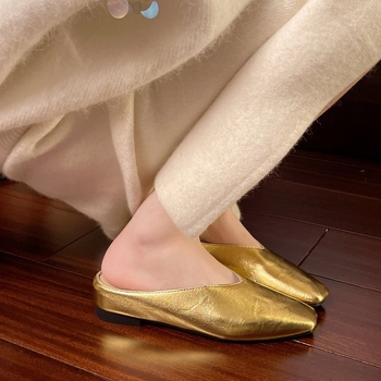 Γυναικείες Παντόφλες Baotou Half Slippers 2025 Νέα Κορεάτικα Στυλ Gentle Fairy Soft Flat Casual Slip-on Mueller Shoes