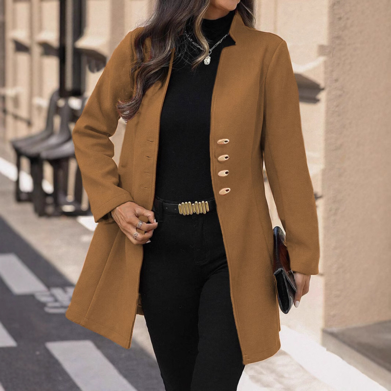Jachetă de lână pentru femei, stil coreean, cu rever, subțire, de culoare solidă, 2025, europene și americane, de primăvară și vară, de lungime medie, în stil coreean, subțire, de culoare solidă