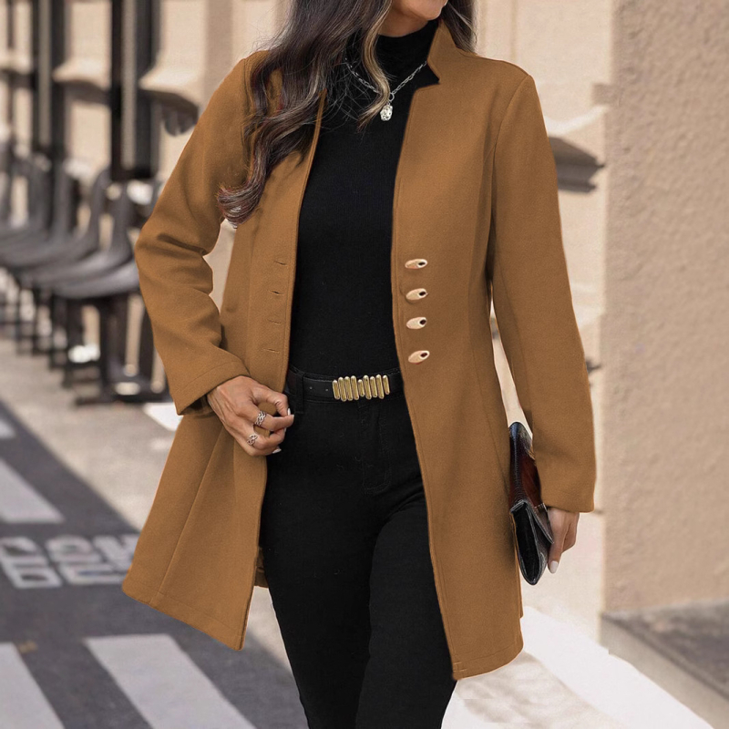 Jachetă de lână pentru femei, stil coreean, cu rever, subțire, de culoare solidă, 2025, europene și americane, de primăvară și vară, de lungime medie, în stil coreean, subțire, de culoare solidă