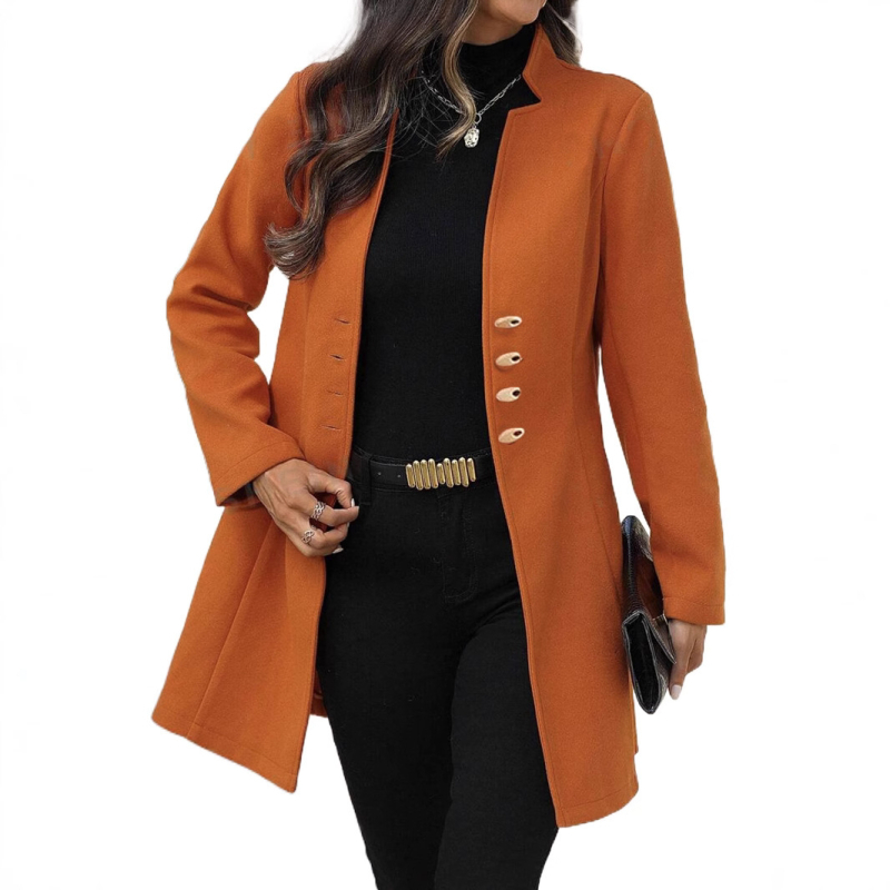 Jachetă de lână pentru femei, stil coreean, cu rever, subțire, de culoare solidă, 2025, europene și americane, de primăvară și vară, de lungime medie, în stil coreean, subțire, de culoare solidă
