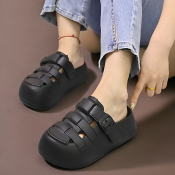 2025. aasta uued stiilis auguga kingad, naiste suvised paksu tallaga kodu- ja siseruumides kandmise moodsed Baotou poolsussid, sandaalid