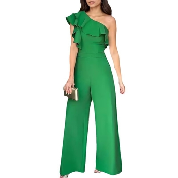 2024-es európai és amerikai határokon átnyúló e-kereskedelmi gyári beszállító, fodros, egyvállas, magas derekú, bő, egyenes, elegáns overál