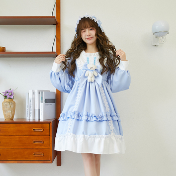 Kevadine lolita seelik, täiskomplekt, armas lolita tudengikleit, lolita jaapani stiilis pehme tüdrukute seelik, printsessi igapäevane seelik