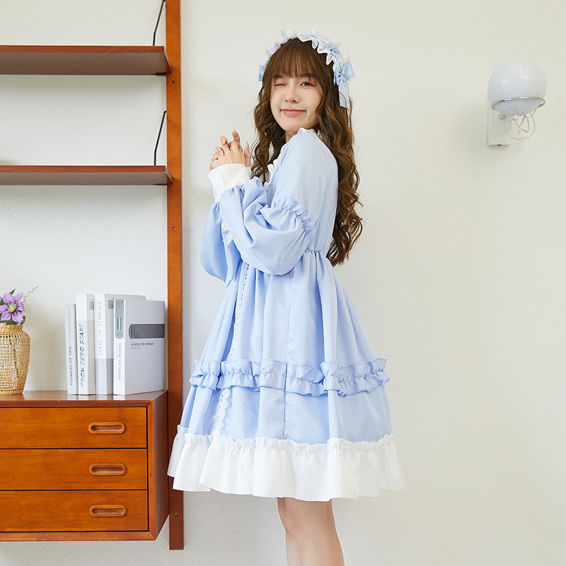 Kevadine lolita seelik, täiskomplekt, armas lolita tudengikleit, lolita jaapani stiilis pehme tüdrukute seelik, printsessi igapäevane seelik