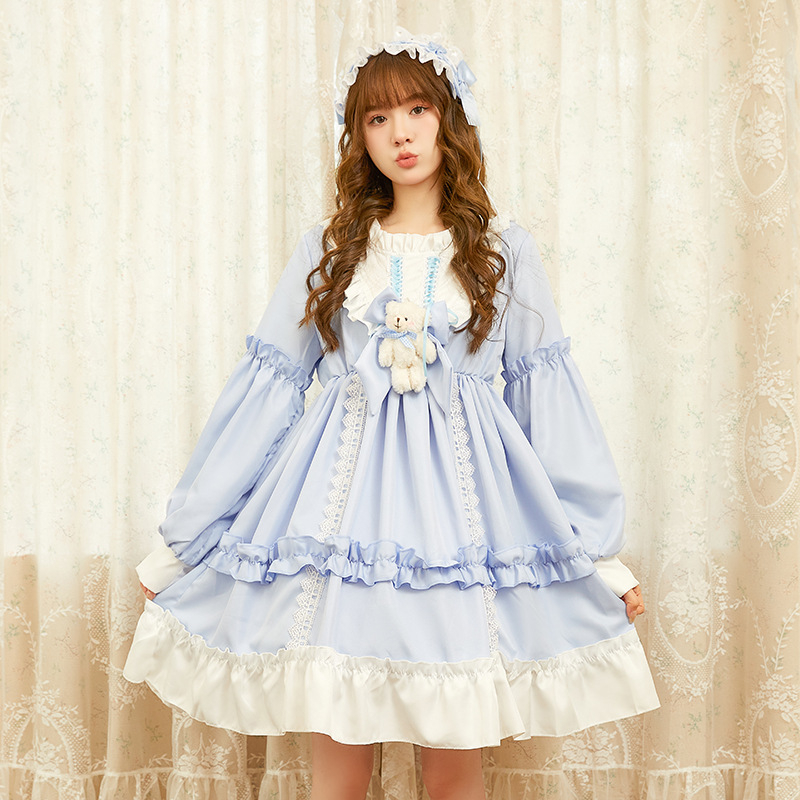 Kevadine lolita seelik, täiskomplekt, armas lolita tudengikleit, lolita jaapani stiilis pehme tüdrukute seelik, printsessi igapäevane seelik