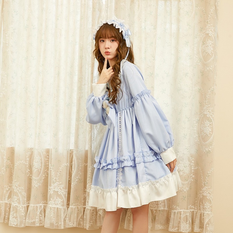 Kevadine lolita seelik, täiskomplekt, armas lolita tudengikleit, lolita jaapani stiilis pehme tüdrukute seelik, printsessi igapäevane seelik