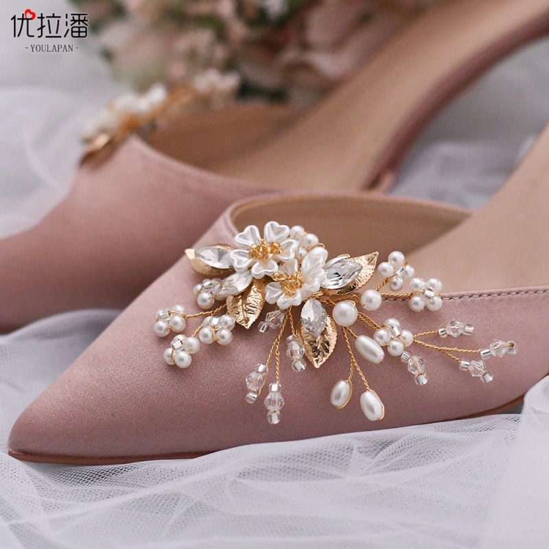 Yulapan HX21 kõrged kontsad pulmakingad aksessuaarid eemaldatav sulamist kingapandlaga pärllilledega kingad lillelised kingad kingade kaunistused