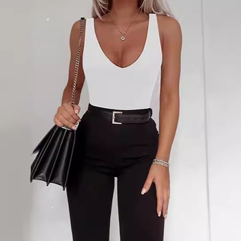 Transfrontaliere europene și americane îmbrăcăminte exterioară costum de femei sexy fată versatil spate fără spate dintr-o singură bucată yoga uzură lapte mătase dintr-o singură bucată vestă pentru femei