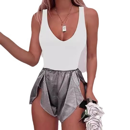 Transfrontaliere europene și americane îmbrăcăminte exterioară costum de femei sexy fată versatil spate fără spate dintr-o singură bucată yoga uzură lapte mătase dintr-o singură bucată vestă pentru femei