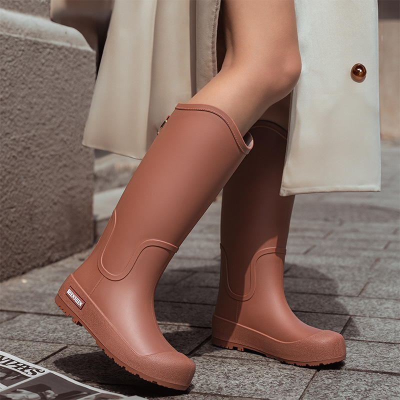 Japoniško stiliaus aukštakulniai lietaus batai, moteriški madingi viršutiniai drabužiai, neslystantys, vandeniui atsparūs, dilimui atsparūs, integruoti guminiai batai, ilgi minkšti apatiniai lietaus batai