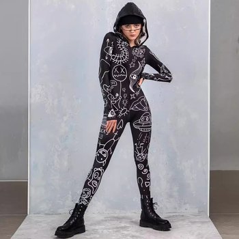 Határokon átnyúló európai és amerikai népszerű női ruházat Amazon új divatos női kapucnis, nyomtatott derékkal ellátott, karcsúsító megjelenésű overál Slim Fit