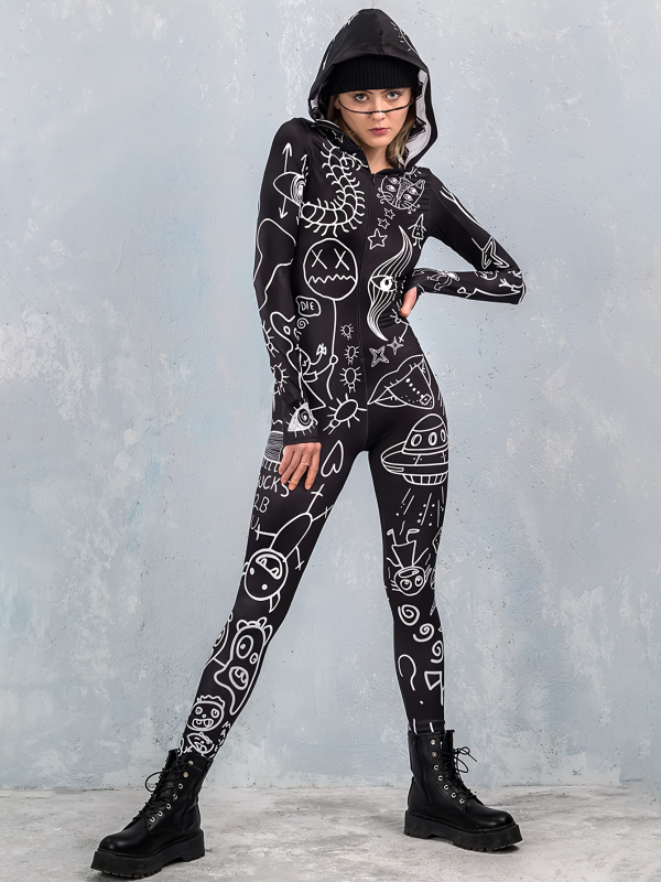 Határokon átnyúló európai és amerikai népszerű női ruházat Amazon új divatos női kapucnis, nyomtatott derékkal ellátott, karcsúsító megjelenésű overál Slim Fit