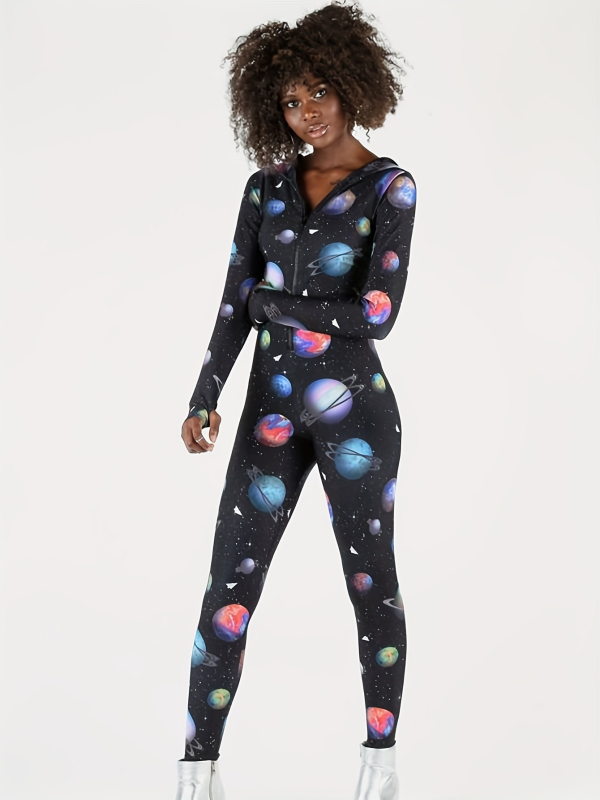 Határokon átnyúló európai és amerikai népszerű női ruházat Amazon új divatos női kapucnis, nyomtatott derékkal ellátott, karcsúsító megjelenésű overál Slim Fit