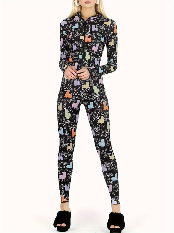 Határokon átnyúló európai és amerikai népszerű női ruházat Amazon új divatos női kapucnis, nyomtatott derékkal ellátott, karcsúsító megjelenésű overál Slim Fit