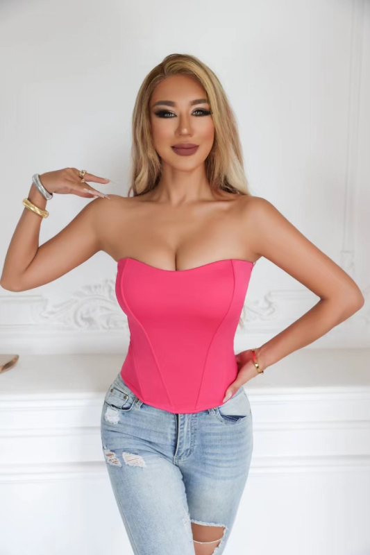 Halszálka alakú, beépített melltartóbetétekkel, szexi, karcsúsító, magas derekú, európai és amerikai stílusú divatos melltartó, cső alakú felsőrész nőknek