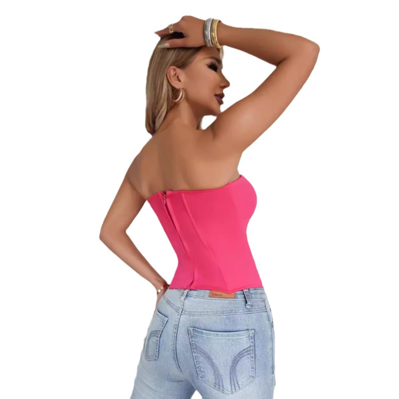 Halszálka alakú, beépített melltartóbetétekkel, szexi, karcsúsító, magas derekú, európai és amerikai stílusú divatos melltartó, cső alakú felsőrész nőknek