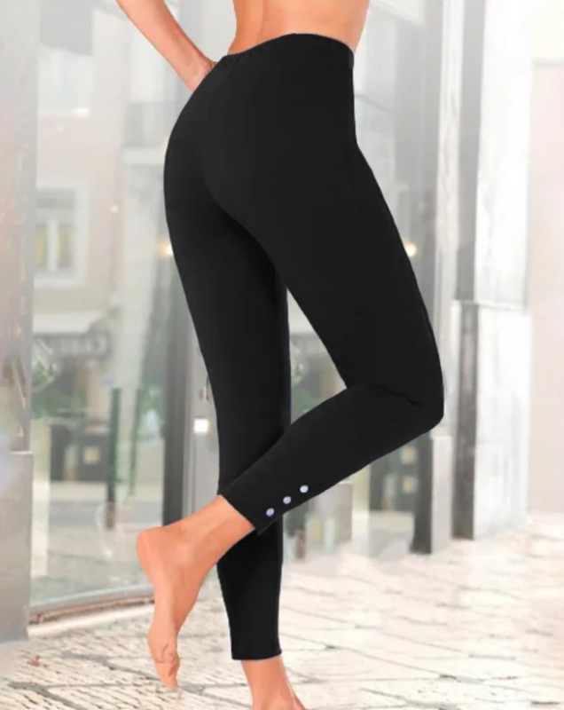 2023-as Amazon külkereskedelmi új, egyszínű, karcsúsított, mindenhez illő, rugalmas gombos, lezser leggings