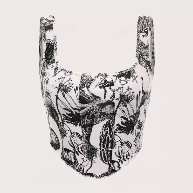 Vestă de vară pentru femei europene și americane, slim fit, neregulată, cu imprimeu transfrontalier, pentru comerț exterior, export, vestă mică, Sling