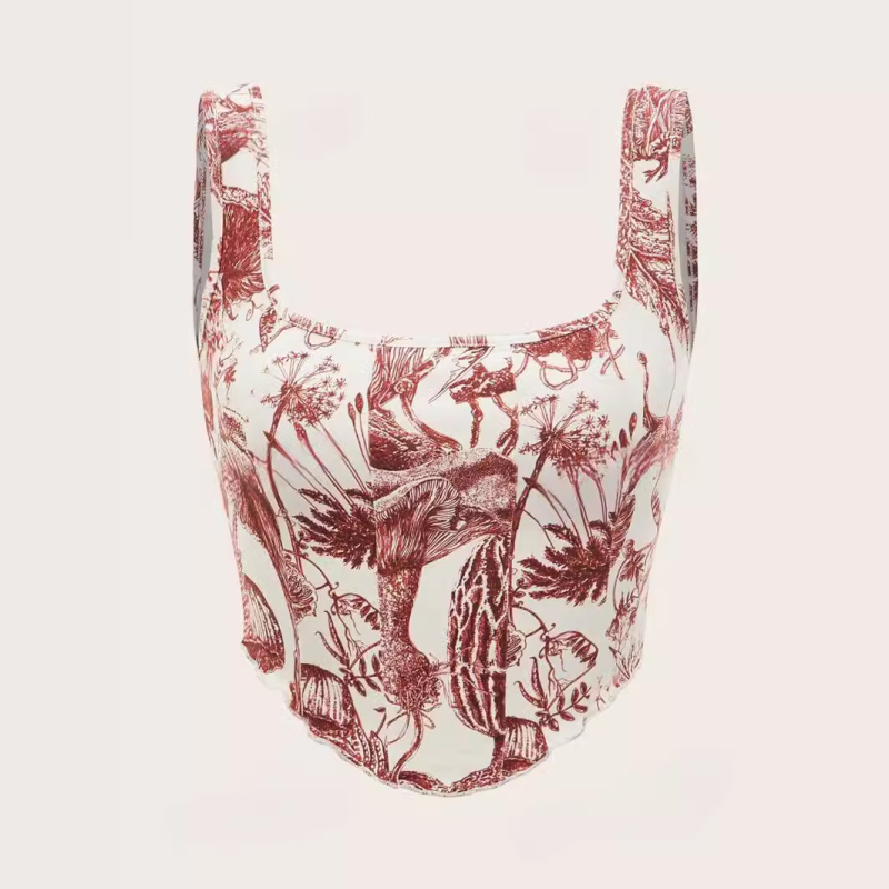 Vestă de vară pentru femei europene și americane, slim fit, neregulată, cu imprimeu transfrontalier, pentru comerț exterior, export, vestă mică, Sling