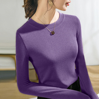 Női belső viselet, kerek nyakú, hosszú ujjú, pulóver, női 2024-es tavaszi és őszi western stílusú, egyszínű, hosszú ujjú póló, női kasmír utánzatú felső