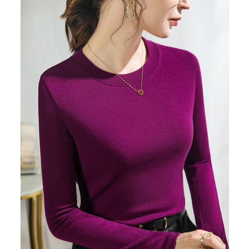 Női belső viselet, kerek nyakú, hosszú ujjú, pulóver, női 2024-es tavaszi és őszi western stílusú, egyszínű, hosszú ujjú póló, női kasmír utánzatú felső
