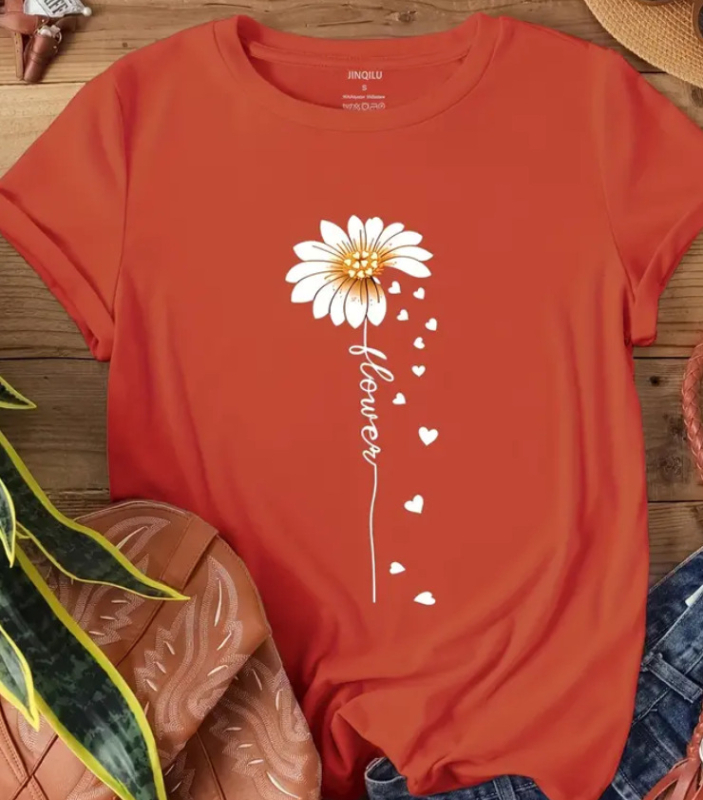 Kreatív Krizantém Napszemüveg Koponya Koponya Mintás Alkalmi Rövid Ujjú Póló Női Felső