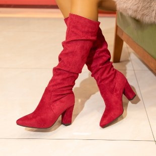 2024 őszi és téli női külkereskedelmi új vastag sarkú hegyes sarkú divatos női csizma határokon átnyúló magas sarkú vékony női csizma