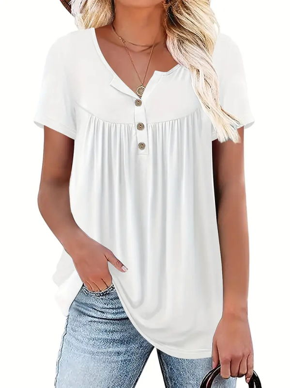 Tavaszi és nyári új 2025-ös női Amazon felső ruha rakott mintás aljú rövid ujjú póló női