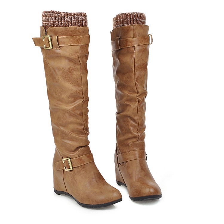 2019 őszi és téli új európai és amerikai stílusú divatos, mindenhez illő, alkalmi, kopásálló, csúszásmentes, elegáns, belső hosszú csizma nőknek