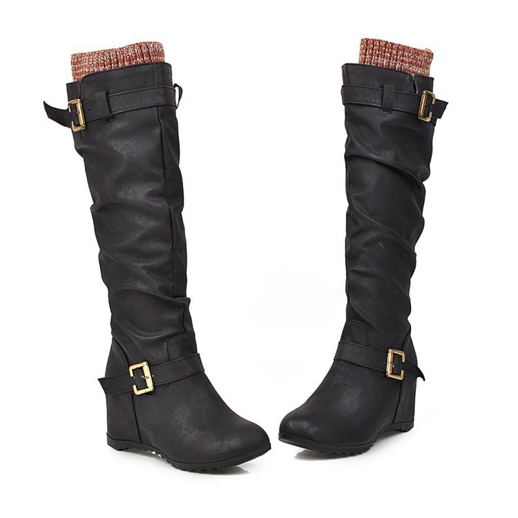 2019 őszi és téli új európai és amerikai stílusú divatos, mindenhez illő, alkalmi, kopásálló, csúszásmentes, elegáns, belső hosszú csizma nőknek