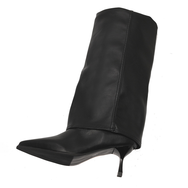 2024 tavaszi és őszi új vastag sarkú lovagcsizma európai és amerikai stílusú hegyes sarkú csizma ujjú nadrágcsizma