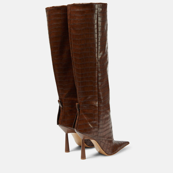 Európai és amerikai külkereskedelmi őszi és téli új nagy méretű hegyes sarkú női csizma valódi bőr csizma kőmintás lovagszoknya csizma női