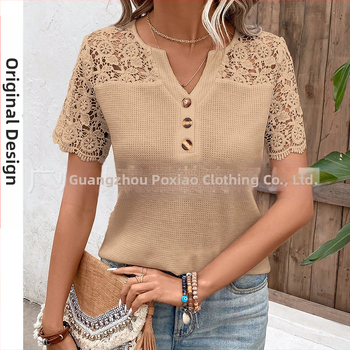 2025 tavaszi határokon átnyúló export független állomás Amazon Wish európai és amerikai új V-nyakú pull-up sima póló