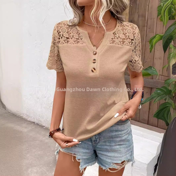 2025 tavaszi határokon átnyúló export független állomás Amazon Wish európai és amerikai új V-nyakú pull-up sima póló