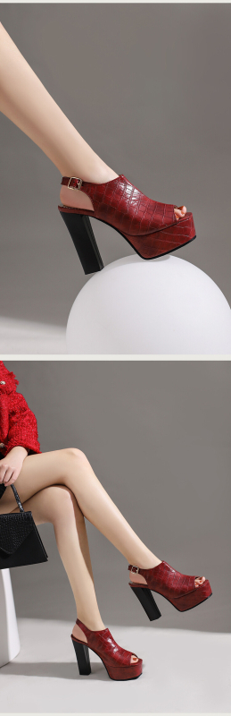 Dropshopping2022 Tavaszi és nyári új export halszájú, nyitott orrú, vízálló, platformos, 36-43 vastag sarkú, magas sarkú szandál