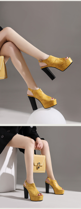 Dropshopping2022 Tavaszi és nyári új export halszájú, nyitott orrú, vízálló, platformos, 36-43 vastag sarkú, magas sarkú szandál