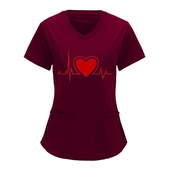 6004# Amazon határokon átnyúló 2023 nyári európai és amerikai női szabadidős V-nyakú, szívveréses, szerelmes mintás, rövid ujjú, gondozóruha