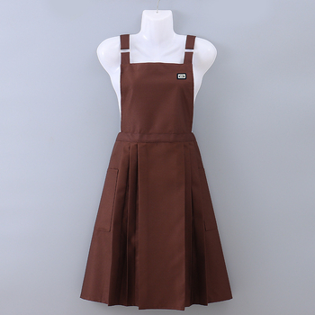 Αδιάβροχη και ανθεκτική στο λάδι ποδιά Guofeng, γυναικεία πλισέ φούστα υψηλής ποιότητας, με ζώνη κουζίνας, με εκτύπωση λογότυπου, χονδρικής