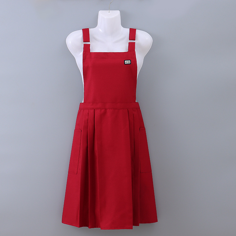 Guofeng ūdensnecaurlaidīgs un eļļas necaurlaidīgs priekšauts sievietēm ar augstas kvalitātes jostasvietu, sieviešu krokots svārki, virtuves jostasvieta, logotipa apdruka, darba apģērbs vairumtirdzniecībā