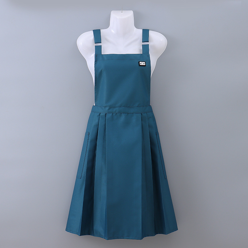 Guofeng ūdensnecaurlaidīgs un eļļas necaurlaidīgs priekšauts sievietēm ar augstas kvalitātes jostasvietu, sieviešu krokots svārki, virtuves jostasvieta, logotipa apdruka, darba apģērbs vairumtirdzniecībā