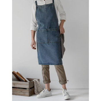 Väliskaubanduse teksariiete põll Majapidamisköök Retro mood Kunstiline meeste ja naiste küpsetamine Piima-tee pood Korea stiilis tööriided